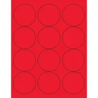 Tape Logic® Circle Laser Labels, 2 1/2", Fluorescent Red, 1200/Case