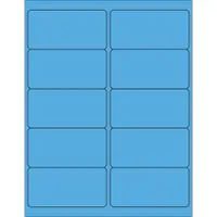 4 x 2" Fluorescent Blue Rectangle Laser Labels 100 SHEETS
