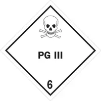 Tape Logic® Labels, "PG III - 6", 4" x 4", Black/White, 500/Roll