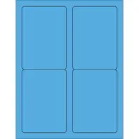 3 1/2 x 5" Fluorescent Blue Rectangle Laser Labels 100 SHEETS