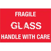 Tape Logic® Labels, "Fragile - Glass - Handle With Care, 2" x 3", Red/White, 500/Roll