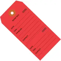 Repair Tags, Consecutively Numbered, 6 1/4" x 3 1/8", Red, 1000/Case