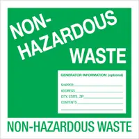 Tape Logic® Labels, "Non-Hazardous Waste", 6" x 6", Green/White, 500/Roll