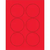 Tape Logic® Fluorescent Circle Laser Labels, 3", Fluorescent Red, 600/Case