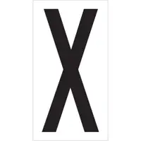 Vinyl Warehouse Letter Labels, "X", 3 1/2", Black/White, 50/Case