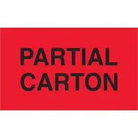 Tape Logic® Labels, "Partial Carton", 3" x 4", Fluorescent Red, 500/Roll
