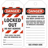 6.25" x 3" Lock-Out Tag-Out Safety Tags - "Equipment Locked Out", Dispenser Box, Plain 100 PER CASE