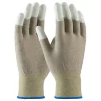 ESD Fingertip Coated Nylon Gloves, Large, White, 12 Pairs/Case