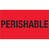 Tape Logic® Climate Labels, "Perishable", 3" x 5", Fluorescent Red, 500/Roll