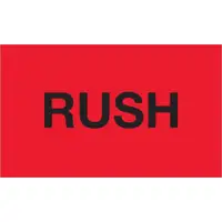 Tape Logic® Labels, "Rush", 3" x 5", Fluorescent Red, 500/Roll