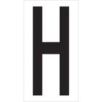 Vinyl Warehouse Letter Labels, "H", 3 1/2", Black/White, 50/Case