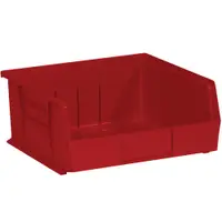 Plastic Stack & Hang Bin Boxes, 10 7/8" x 11" x 5", Red, 6/Case