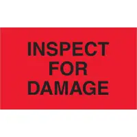 Tape Logic® Labels, "Inspect For Damage", 3" x 5", Fluorescent Red, 500/Roll