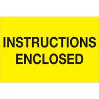 Tape Logic® Labels, "Instructions Enclosed", 2" x 3", Fluorescent Yellow, 500/Roll