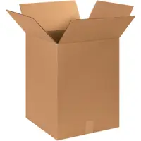 Corrugated Boxes, 15" x 15" x 20", Kraft, 25/Bundle; 125/Skid