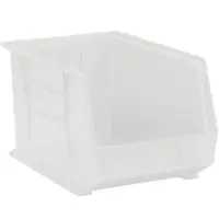 Plastic Stack & Hang Bin Boxes, 18" x 11" x 10", Clear, 4/Case