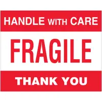 Tape Logic® Labels, "Fragile Handle With Care", 8 x 10", Red/White/Black, 250/Roll