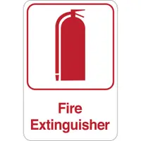 "Fire Extinguisher" Facility Sign, 9" x 6", Red/White, 1/Each