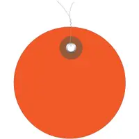 Plastic Circle Tags, Pre-Wired, 3", Orange, 100/Each