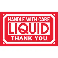 Tape Logic® Labels, "Handle With Care - Liquid - Thank You, 3" x 5", Red/White, 500/Roll