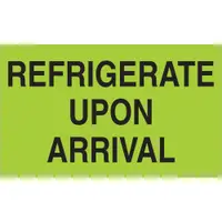 Tape Logic® Climate Labels, "Refrigerate Upon Arrival", 3" x 5", Fluorescent Green, 500/Roll
