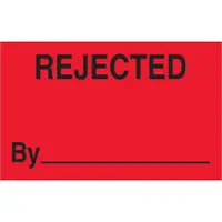 Tape Logic® Labels, "Rejected By", 1 1/4" x 2", Fluorescent Red, 500/Roll