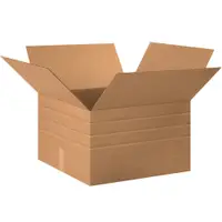 Multi-Depth Corrugated Boxes, 20" x 20" x 12", Kraft, 15/Bundle; 120/Skid