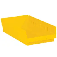 Plastic Shelf Bin Boxes, 17 7/8" x 11 1/8" x 4", Yellow, 8/Case