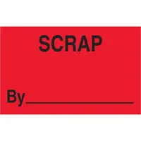Tape Logic® Labels, "Scrap By", 1 1/4" x 2", Fluorescent Red, 500/Roll
