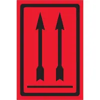 Tape Logic® Labels, "Two Up Arrows Over Bar, 4" x 6", Fluorescent Red, 500/Roll