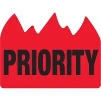 Tape Logic® Flame Labels, "Priority" (Bill of Lading), 1 1/2" x 2", Red/Black, 500/Roll