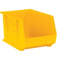 Plastic Stack & Hang Bin Boxes, 10 3/4" x 8 1/4" x 7", Yellow, 6/Case