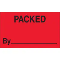 Tape Logic® Labels, "Packed By", 3" x 5", Fluorescent Red, 500/Roll