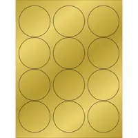 Tape Logic® Foil Circle Laser Labels, 2 1/2", Gold, 1200/Case