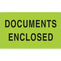 Tape Logic® Labels, "Documents Enclosed", 3" x 5", Fluorescent Green, 500/Roll