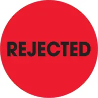 Tape Logic® Labels, "Rejected", 2" Circle, Fluorescent Red, 500/Roll