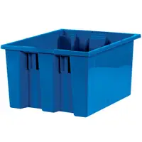 Stack & Nest Containers, 17" x 14 1/2" x 9 7/8", Blue, 6/Case