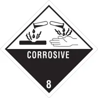 Tape Logic® Labels, "Corrosive - 8", 4" x 4", Black/White, 500/Roll