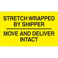 Tape Logic® Labels, "Stretch Wrapped By Shipper", 3 x 5, Black/Yellow, 500/Roll