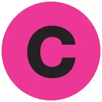 Tape Logic® Letter Labels, "C", 1" Circle, Fluorescent Pink, 500/Roll