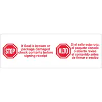 Tape Logic® Pre-Printed Carton Sealing Tape, "Stop / Alto", 2.2 Mil, 3" x 110 yds, Red/White, 6/Case