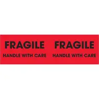 Tape Logic® Labels, "Fragile - Handle With Care", 3" x 10", Fluorescent Red, 500/Roll