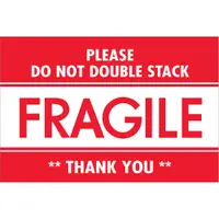 Tape Logic® Labels, "Fragile - Do Not Double Stack", 2" x 3", Red/White, 500/Roll