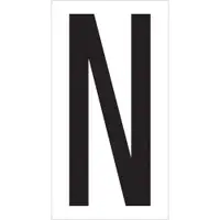 Vinyl Warehouse Letter Labels, "N", 3 1/2", Black/White, 50/Case
