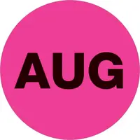 Tape Logic® Months of the Year Labels, "AUG", 1" Circle, Fluorescent Pink, 500/Roll