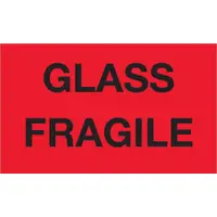Tape Logic® Labels, "Glass - Fragile", 3" x 5", Fluorescent Red, 500/Roll
