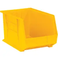 Plastic Stack & Hang Bin Boxes, 16" x 11" x 8", Yellow, 4/Case