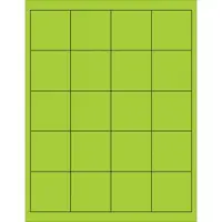 Tape Logic® Rectangle Laser Labels, 2" x 2", Fluorescent Green, 2000/Case