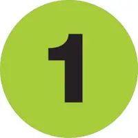 Tape Logic® Number Labels, "1", 2" Circle, Fluorescent Green, 500/Roll