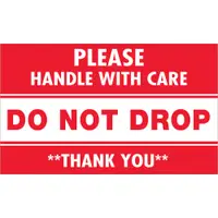 Tape Logic® Labels, "Do Not Drop - Please Handle With Care", 3" x 5", Red/White, 500/Roll
